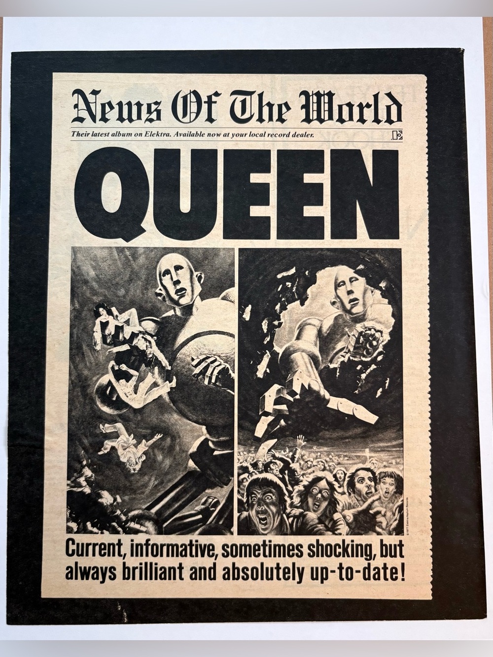 1977 Queen News of the World Rolling Stone Magazine Ad Vintage Rock